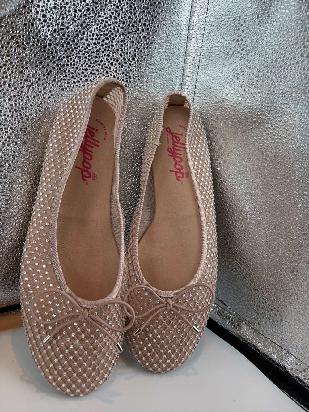 Jellypop Blush Pink Crystal-Embellished Ballet Flats